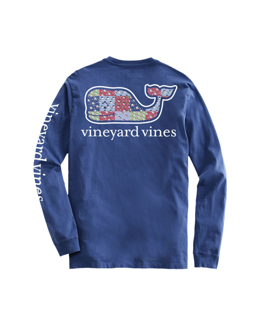 OUTLET Women's Holiday Whale Patchwork Long-Sleeve Pocket Tee