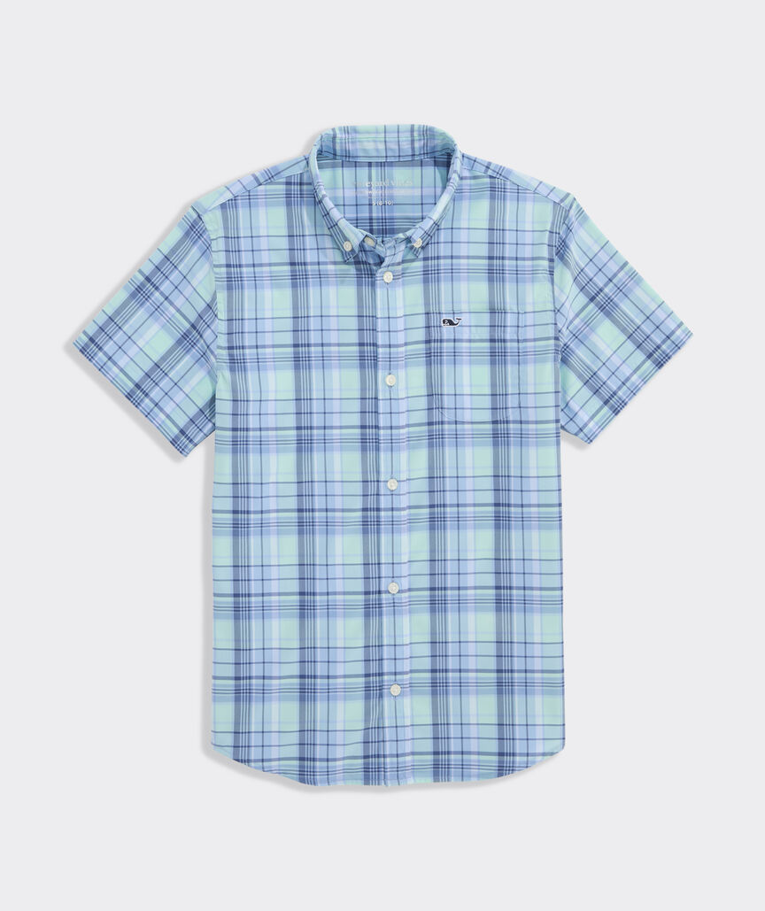 Boys' Conch Shell Plaid Featherweight Short-Sleeve Shirt