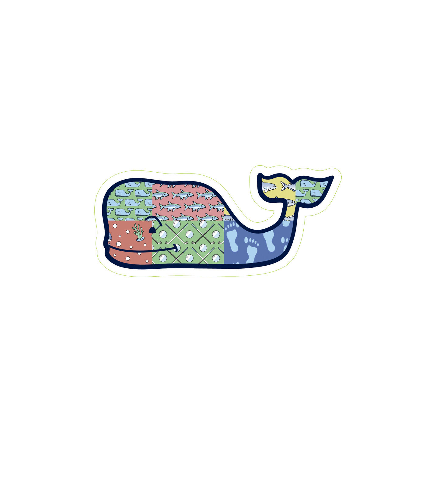 NEW AUTHENTIC VINEYARD VINES PATCHWORK WHALE STICKER DECAL 