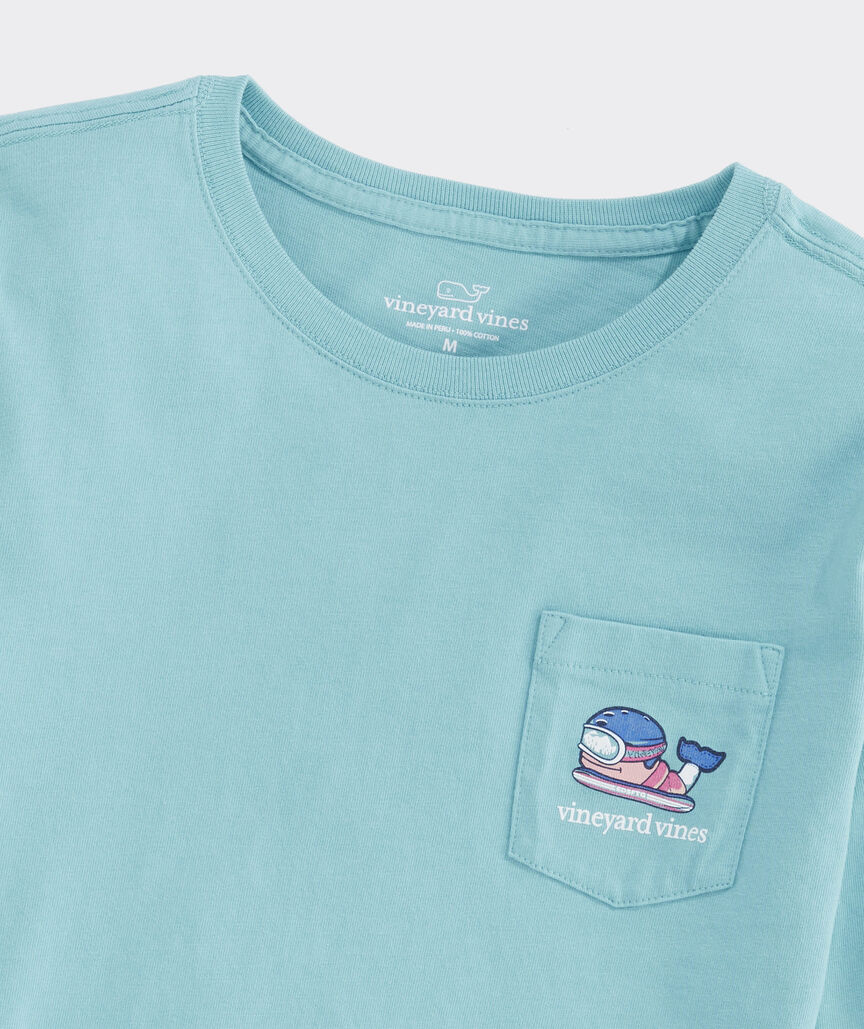 Girls' Glow-In-The-Dark Snowboard Whale Long-Sleeve Pocket Tee