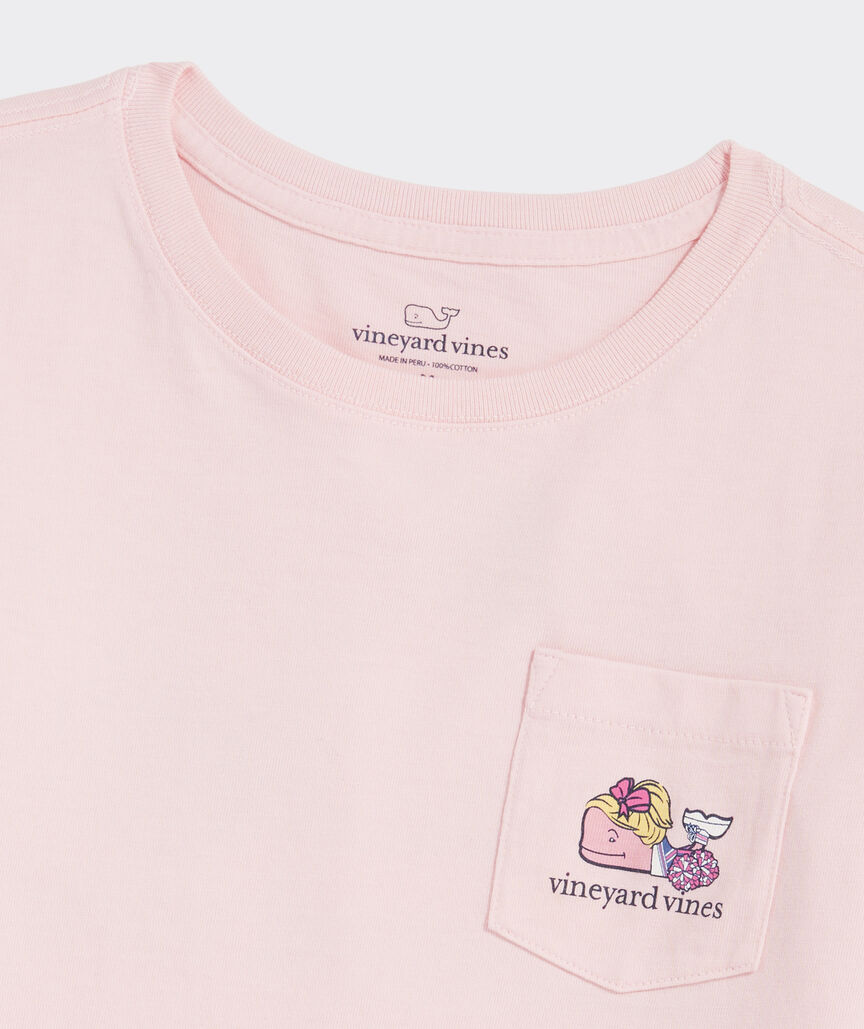Girls' Glitter Cheerleader Whale Long-Sleeve Pocket Tee