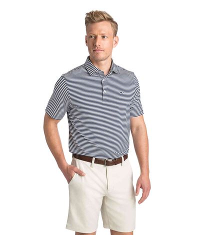 Vineyard Vines Winstead Stripe Sankaty Polo Shirt (Blue) (Size: Small)