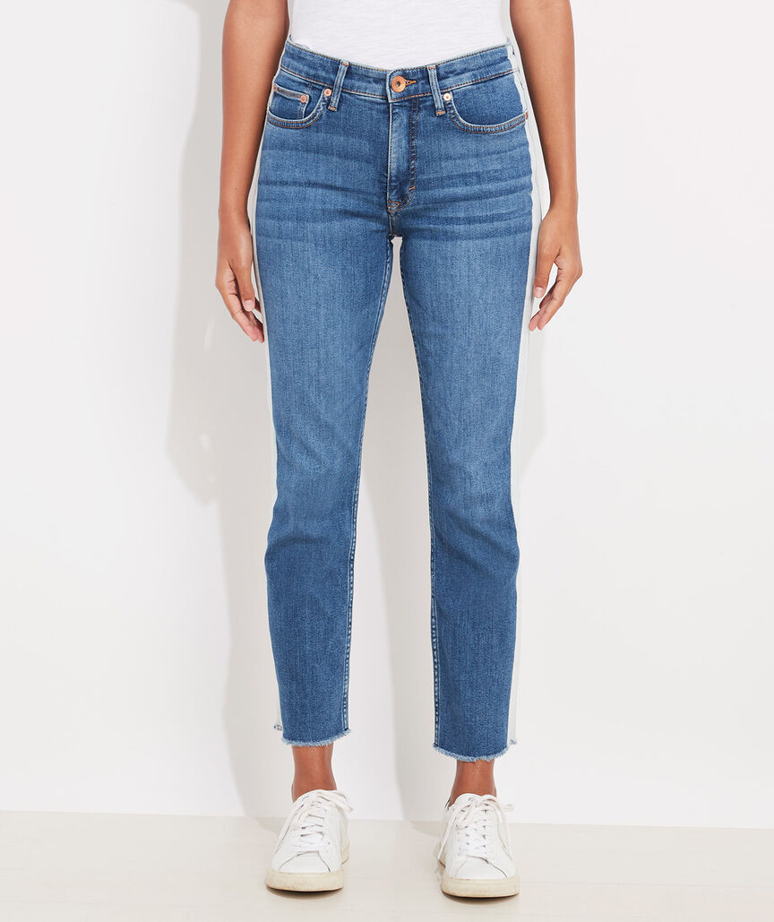 Limited-Edition Jamie High-Rise Straight Crop Bleach-Stripe Jeans