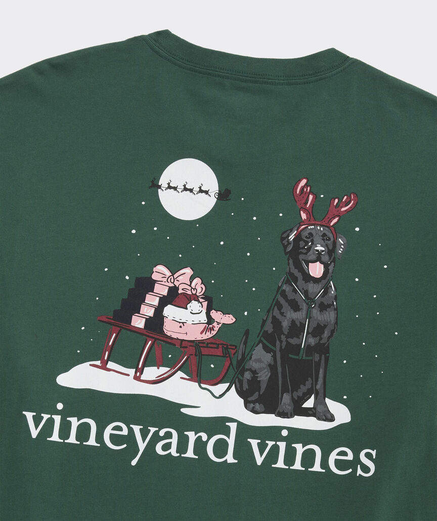 Santa's Sleigh Pup Long-Sleeve Pocket Tee