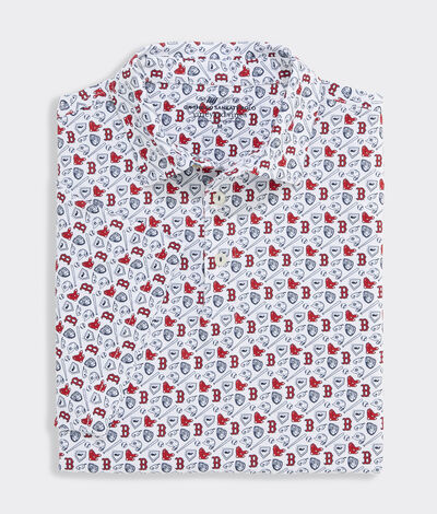 Vineyard Vines Boston Red Sox Performance Sankaty Polo (Mlb Red Sox White) (Size: XS)