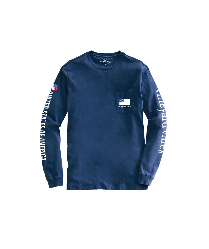 OUTLET Boys' USA Space Whale Long-Sleeve Pocket Tee