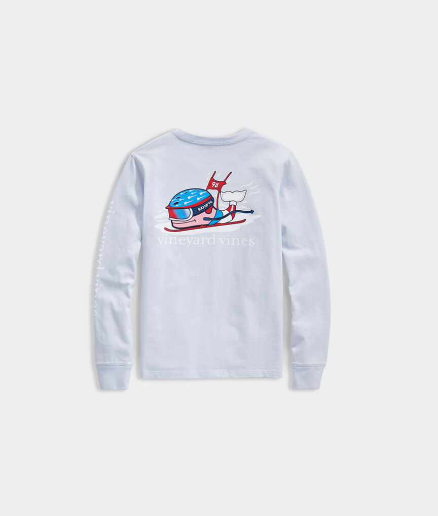 Girls' Ski Race Whale Long-Sleeve Pocket Tee