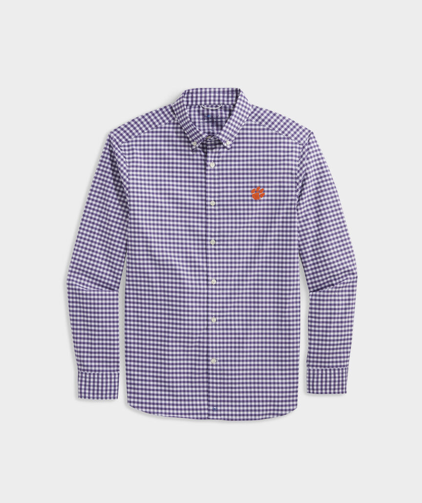 Clemson University On-The-Go brrrº Gingham Shirt