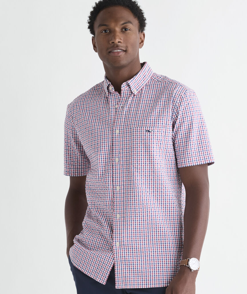 Seersucker Gingham Short-Sleeve Shirt