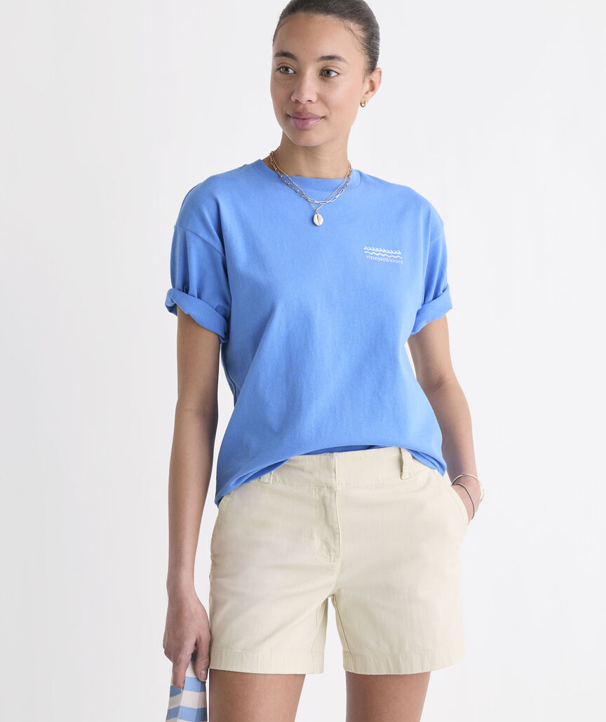 Women's Wine Wave Stack Boyfriend Crew Short-Sleeve Tee