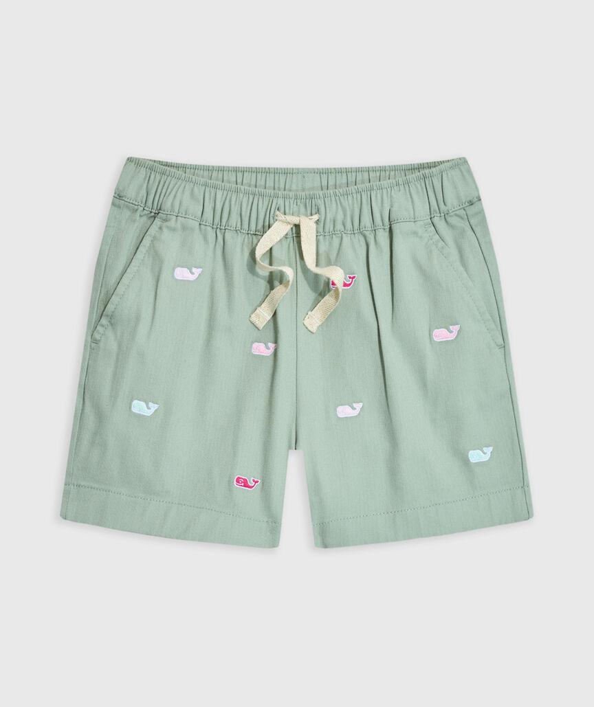 OUTLET Girls' Embroidered Herringbone Pull-On Shorts