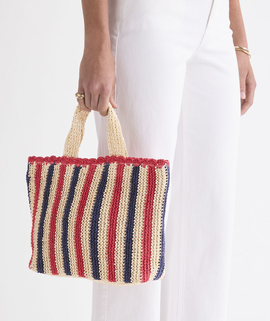 Striped Straw Tote