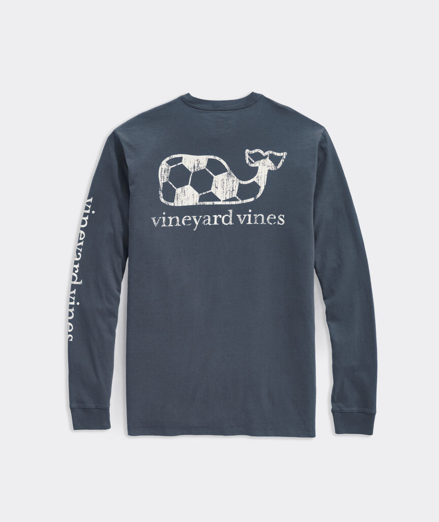 Vintage Soccer Whale Long-Sleeve Pocket Tee