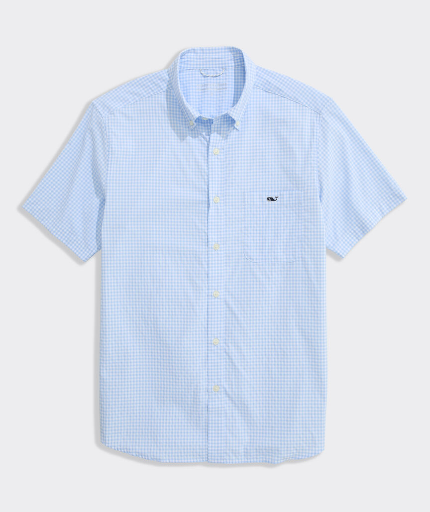 Performance Coral Reef Gingham Short-Sleeve Featherweight Shirt