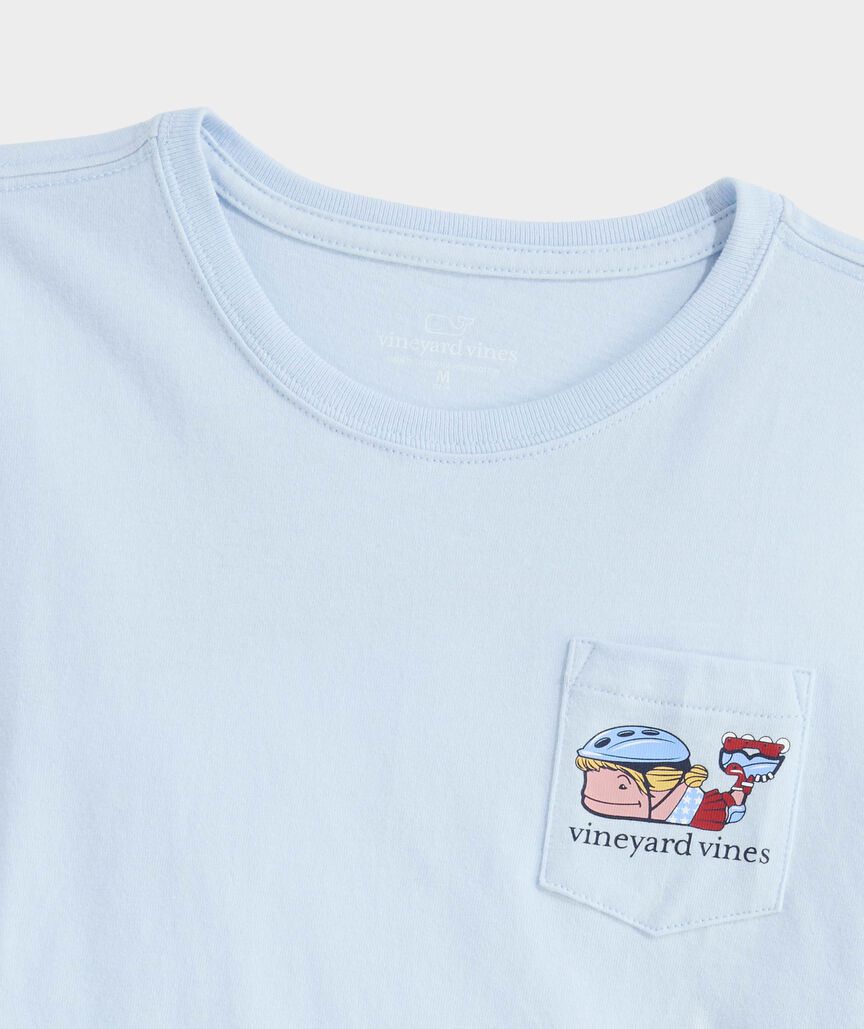 Girls' USA Rollerblading Whale Short-Sleeve Pocket Tee