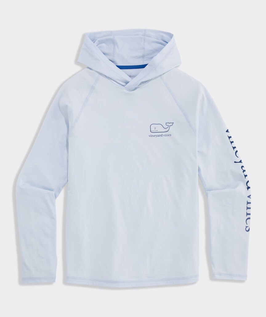 Performance Burgee Whale Long-Sleeve Harbor Hoodie Tee