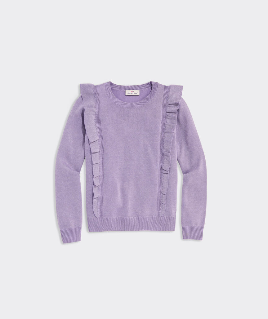 Girls' Ruffled Crewneck Sweater