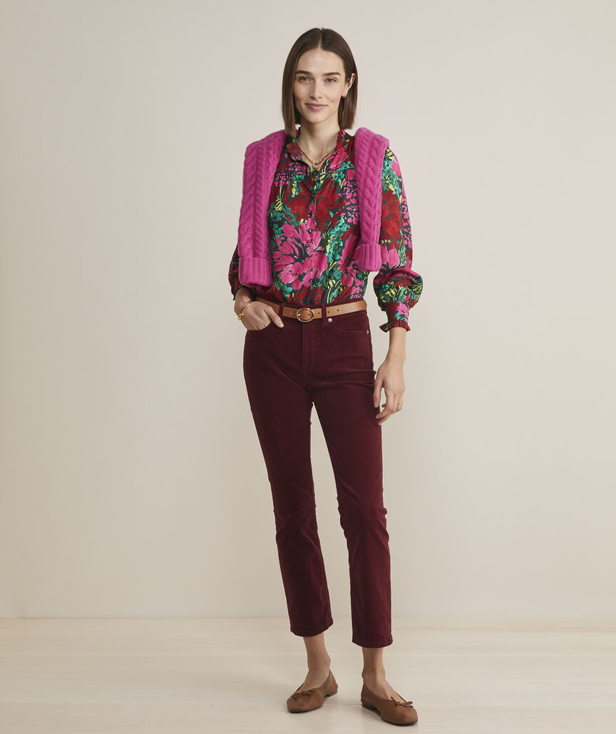 Silk Twill Ruffle Collar Popover
