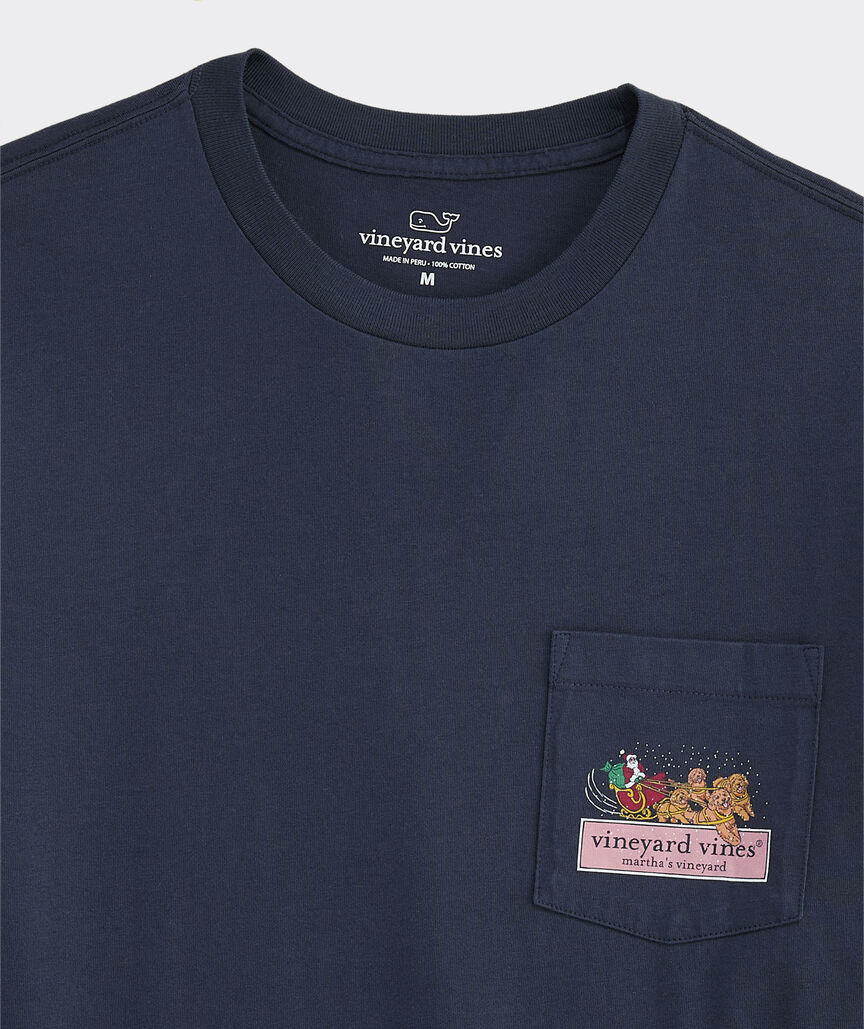 Goldendoodle Sleigh Long-Sleeve Pocket Tee