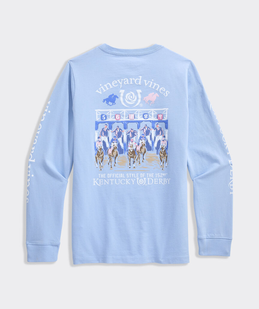 Kentucky Derby Kids' And They're Off Long-Sleeve Pocket Tee