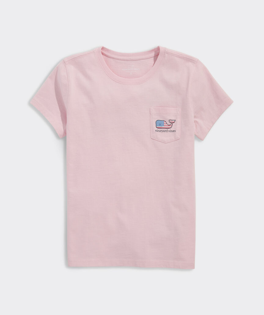 Girls' Flag Whale Short-Sleeve Pocket Tee
