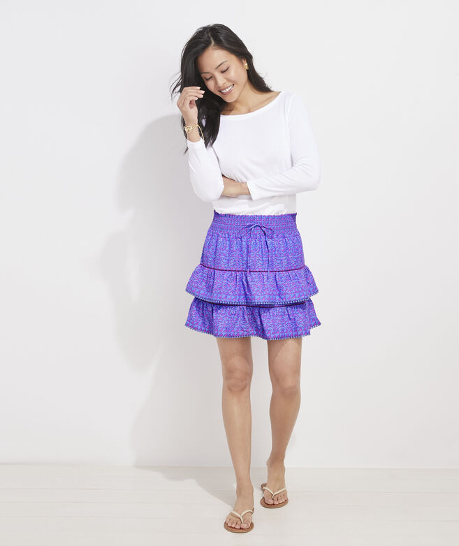 Anegada Block Print Tiered Skirt