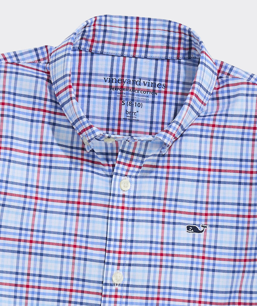 Boys' Performance Cotton Tiki Torch Plaid Shirt