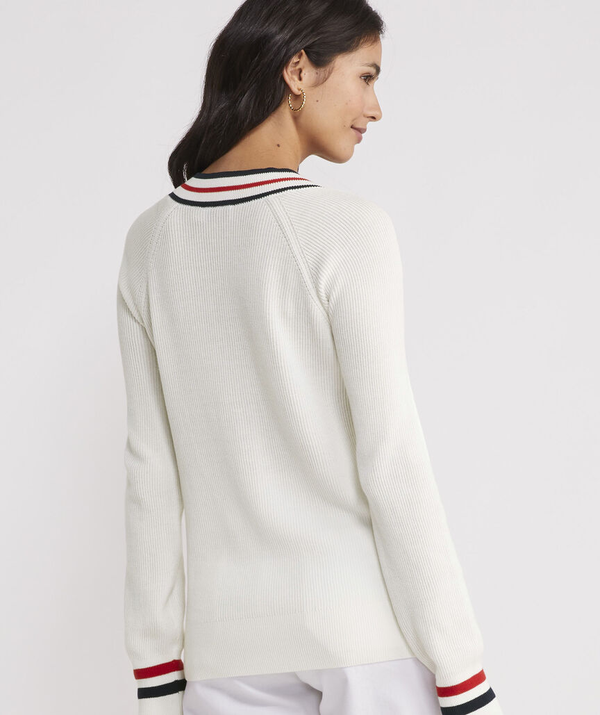 Shop Varsity Heritage Cotton VNeck Sweater at vineyard vines