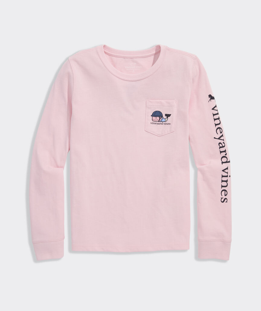 Girls' Horseback Rider Whale Long-Sleeve Pocket Tee
