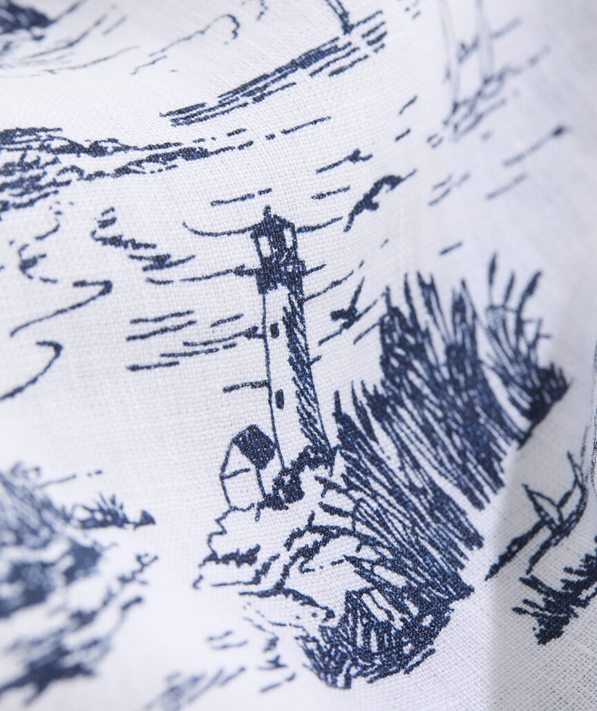 Linen Short-Sleeve Ocean View Toile Shirt