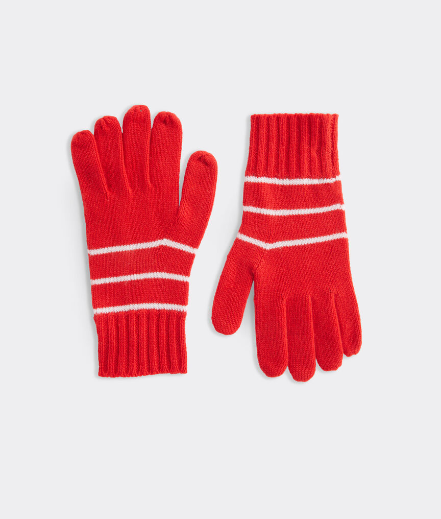 Women's Break Stripe Cashmere Gloves