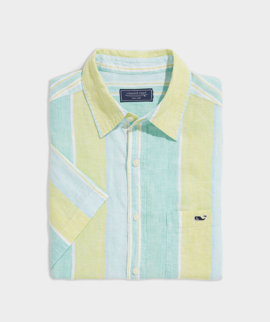 Linen Short-Sleeve Wharf Stripe Shirt