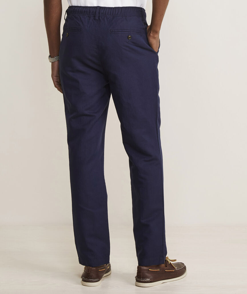 Linen-Cotton Pleated Pull-On Pants