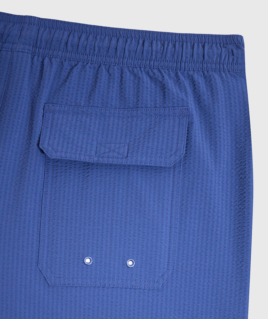 OUTLET 7 Inch Seersucker Chappy Swim Trunks