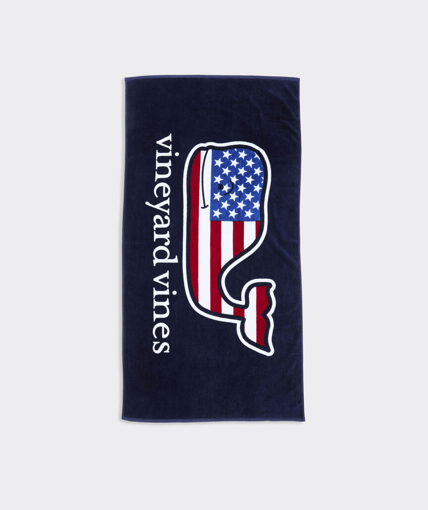 American Flag Whale Beach Towel