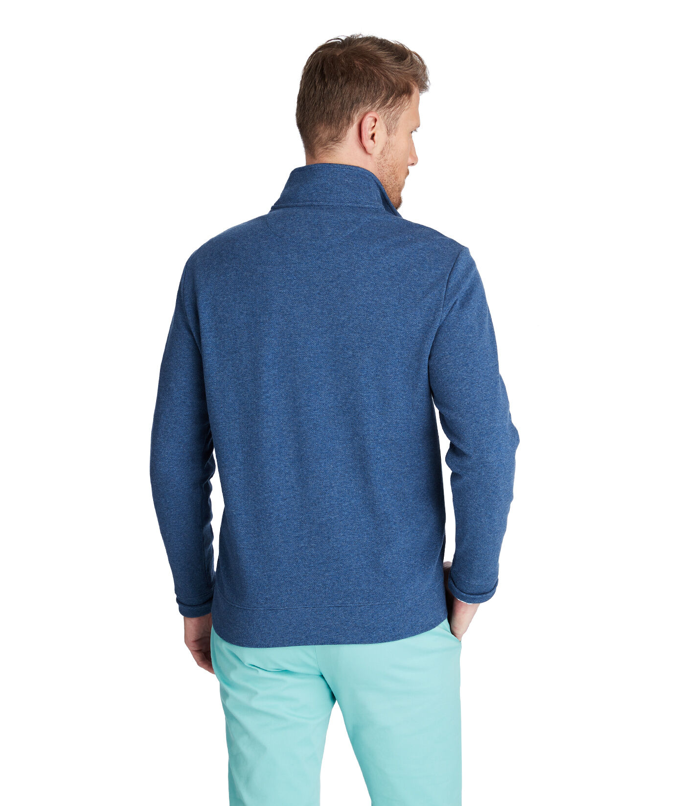 Vineyard Vines Men's Sweater Fleece 1/2 Zip Pullover Deep Bay Blue Shep Shirt 