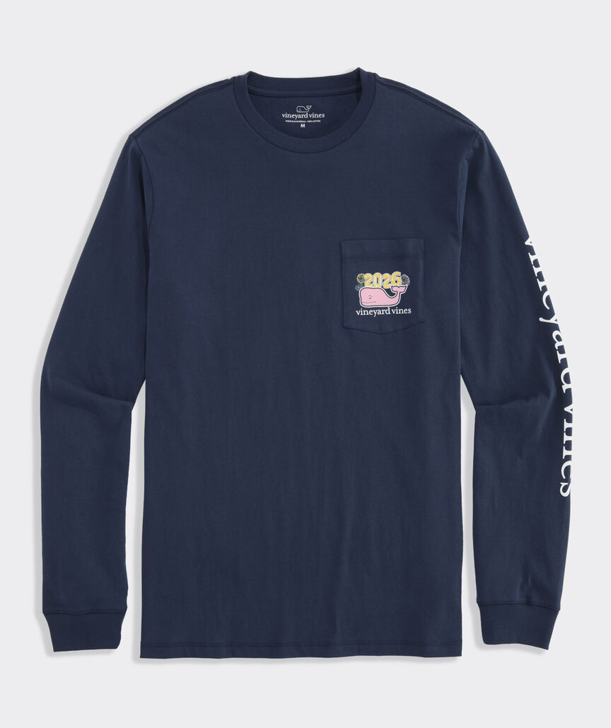 2026 New Year's Eve Whale Long-Sleeve Pocket Tee