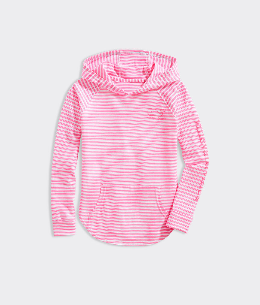 Girls' Beachcomber Stripe Vintage Whale Hoodie Tee