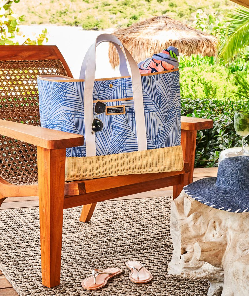 Tropical Palm Print Oversized Tote