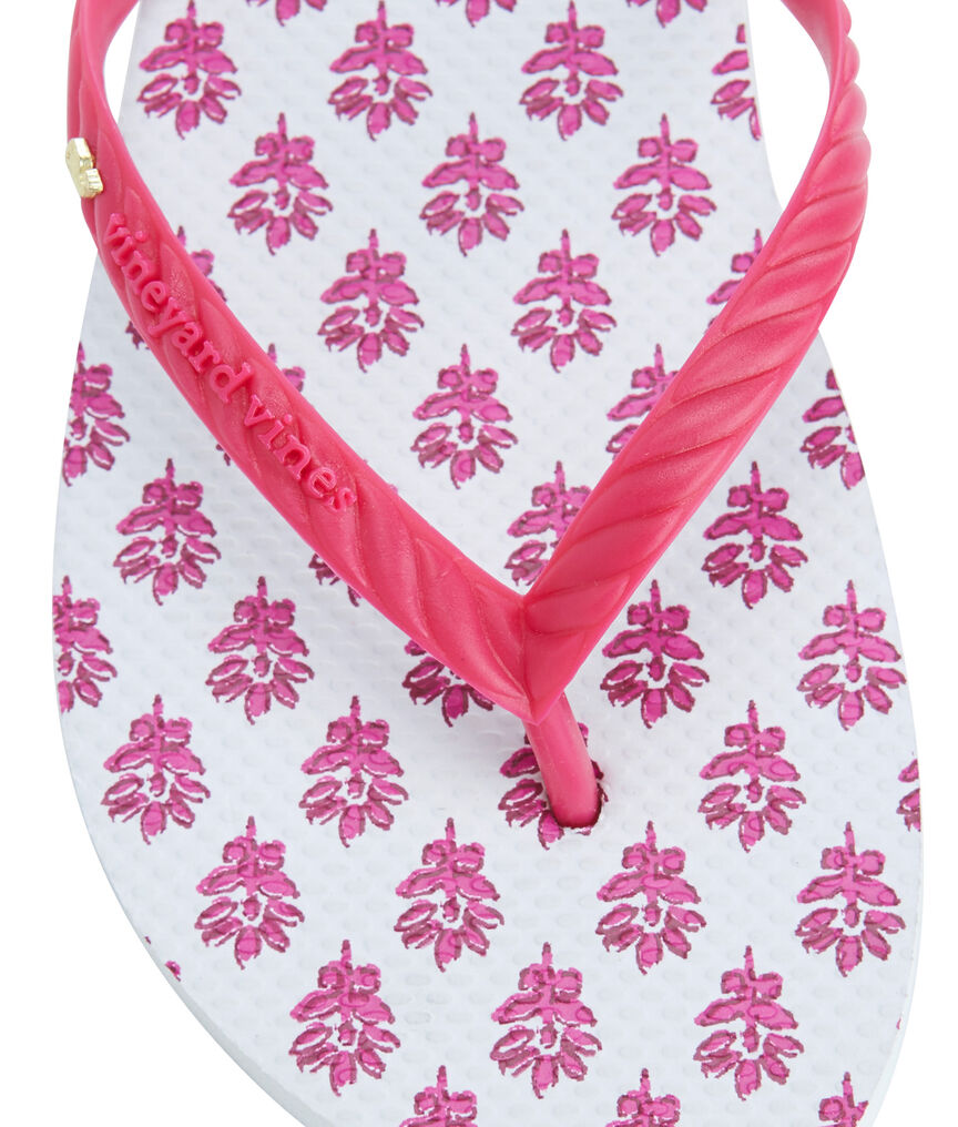 Tiny Block Floral Print Flip Flops