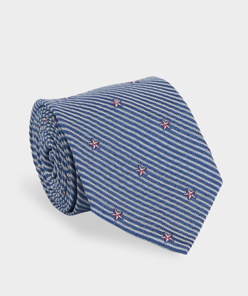 Nautical Stars & Seersucker Stripe Kennedy Tie