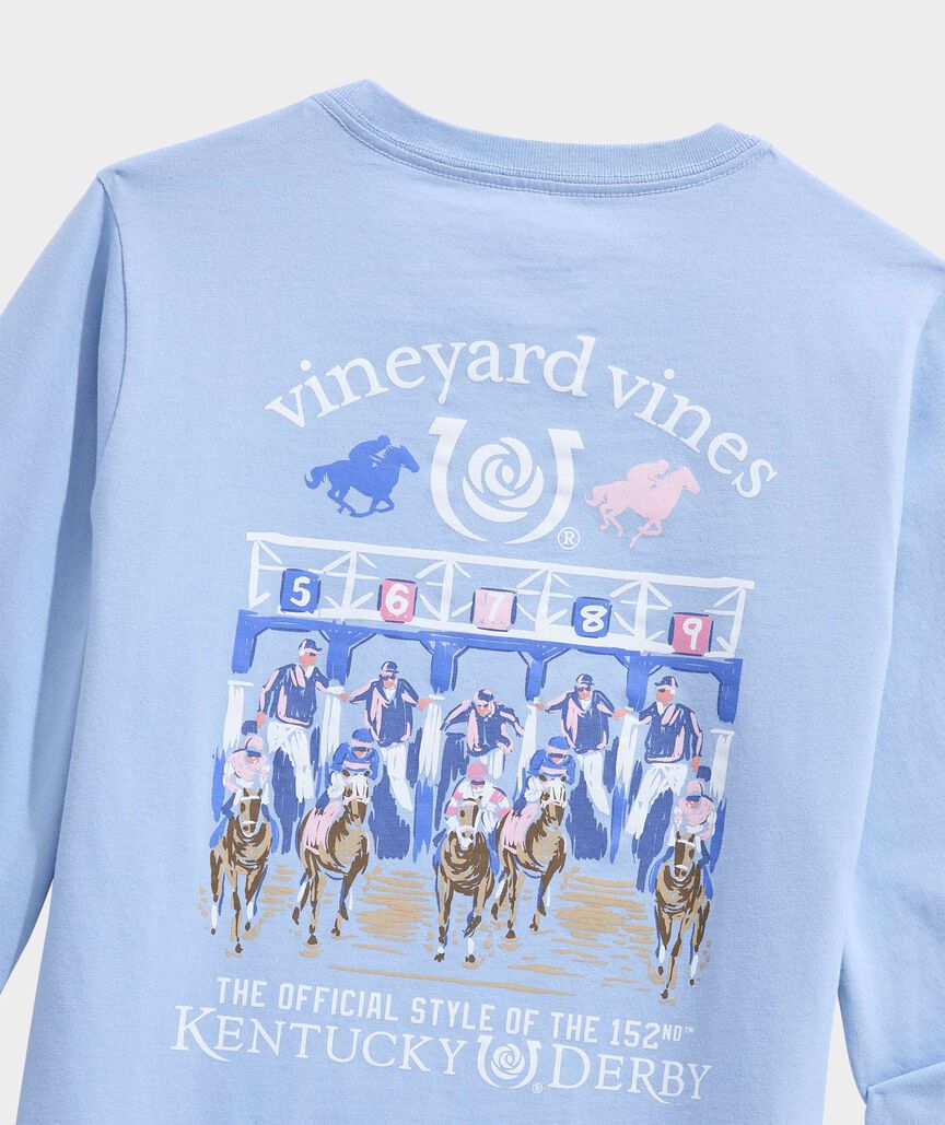 Kentucky Derby Kids' And They're Off Long-Sleeve Pocket Tee