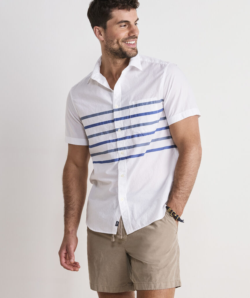 Ash Stripe Cotton Madras Short-Sleeve Shirt