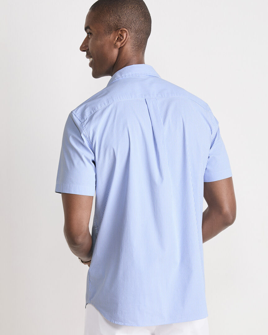 Tiburon Stripe Performance Cotton Short-Sleeve Shirt