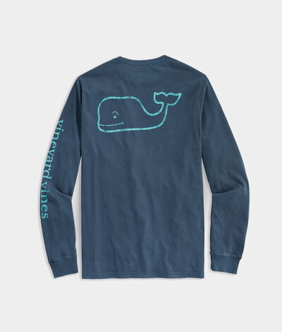 Vineyard Vines Garment Dyed Vintage Whale Long-Sleeve Pocket T-Shirt (Oxbow Blue) (Size: XS)