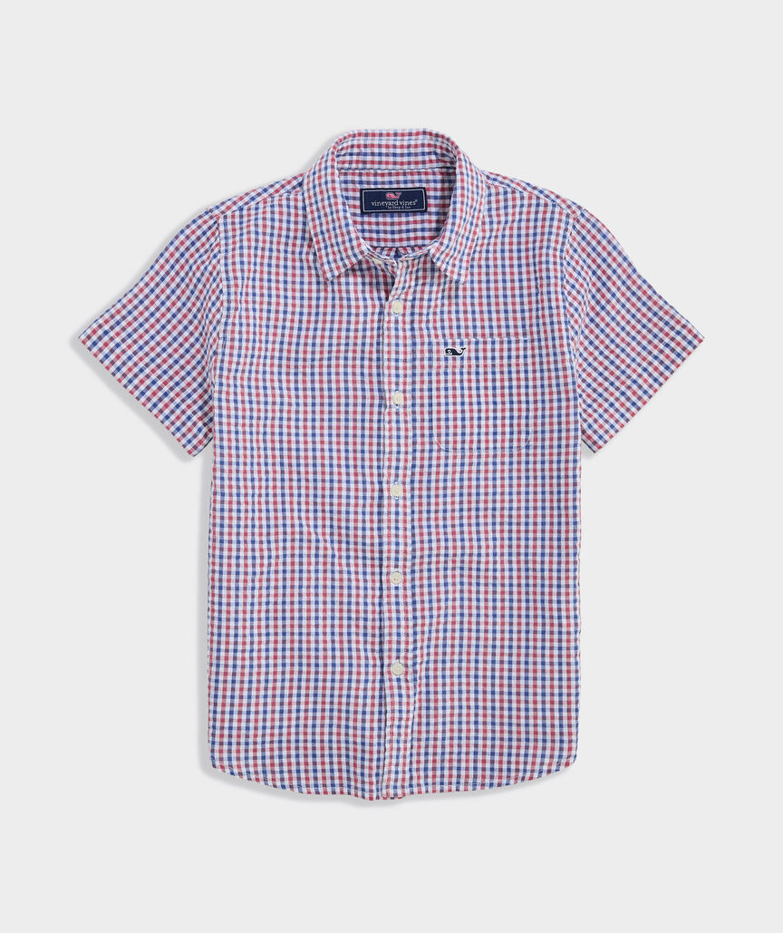 Boys' Seersucker Gingham Short-Sleeve Shirt