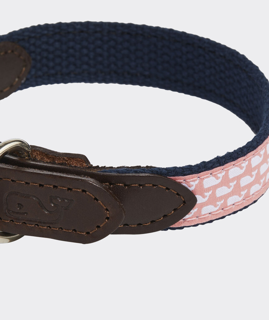 Micro Whale Leather Canvas Club Dog Collar