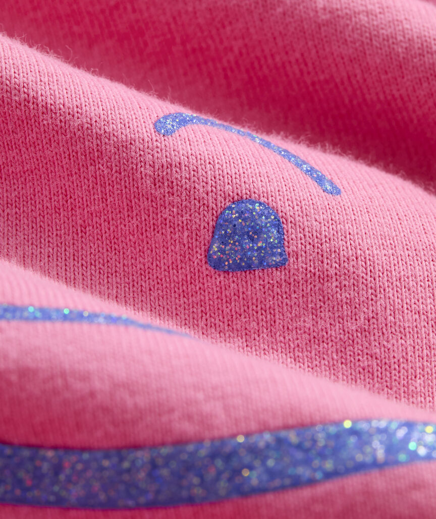 Girls' Glitter Vintage Whale Long-Sleeve Pocket Tee