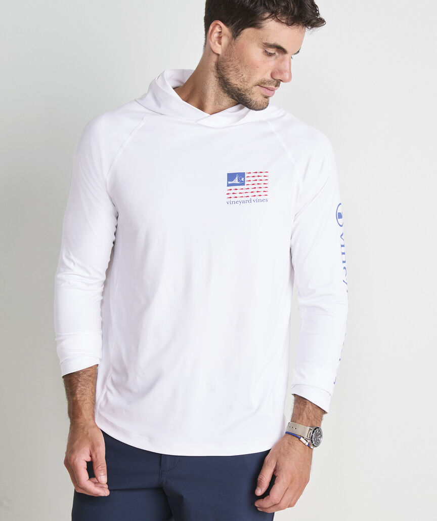 Performance Sportfisher USA Flag Long-Sleeve Harbor Hoodie Tee