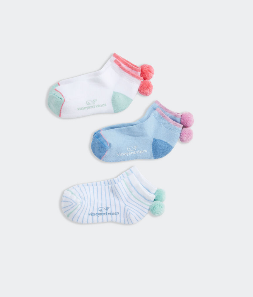 Girls' Pop Stripe Athletic 3-Pack Socks
